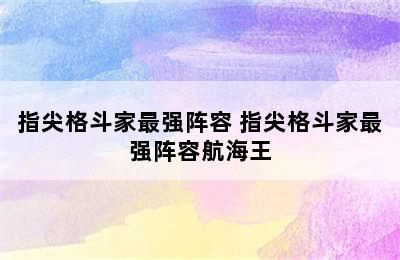 指尖格斗家最强阵容 指尖格斗家最强阵容航海王